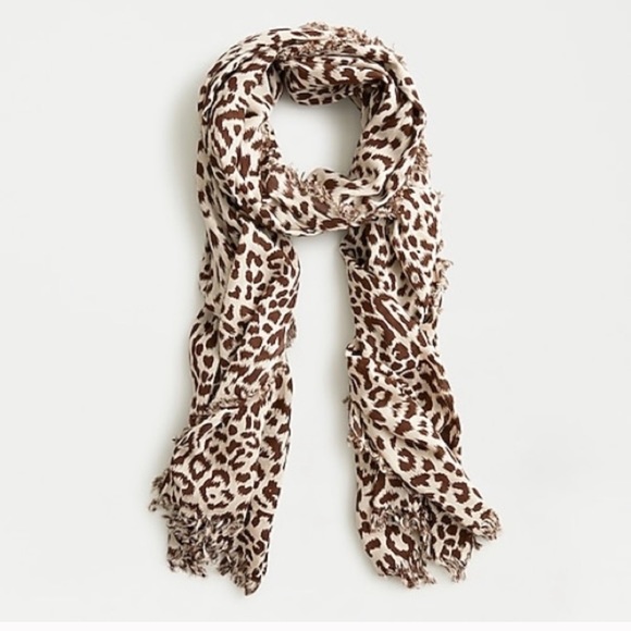 J. Crew Accessories - NWT J Crew Leopard-Print Scarf Eyelash Fringe
